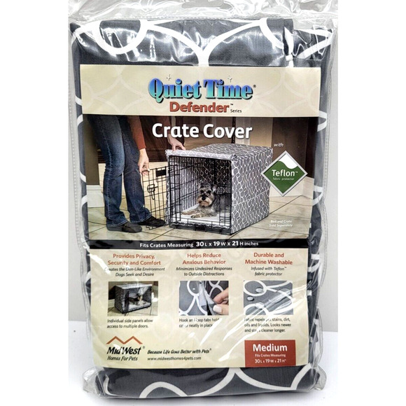 Quiet Time Defender Dog Crate Cover Teflon Gray White Geometric 30x19x21 NEW - Picture 8 of 8